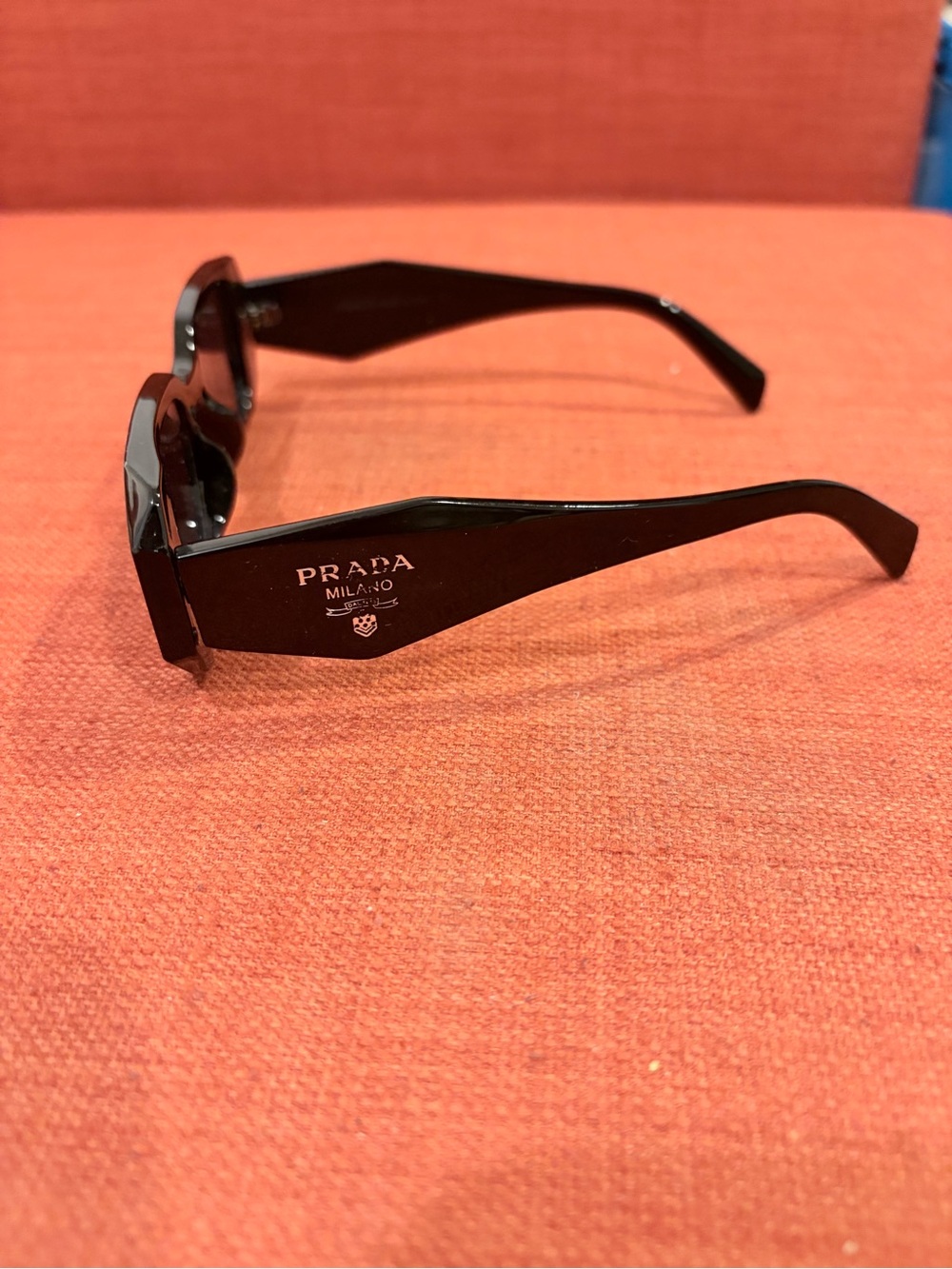 PRADA Black  Geometric Rectangular Sunglasses - Picture 3 of 5